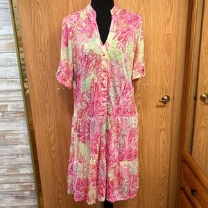 David Cline Pink Coral design Midi Dress